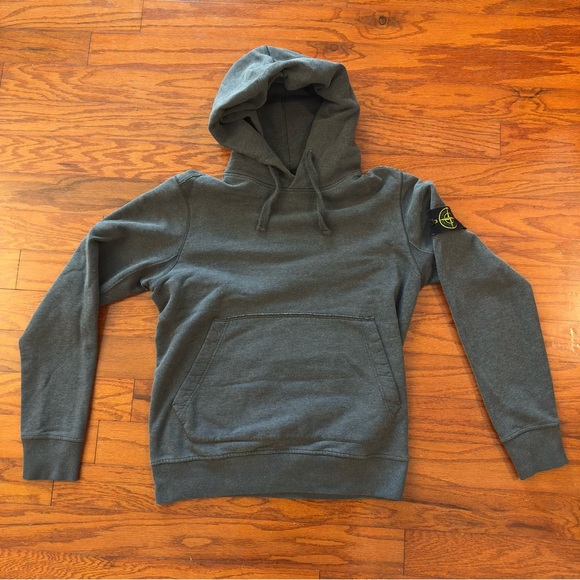 Stone Island Logo Hoodie Grey Cotton